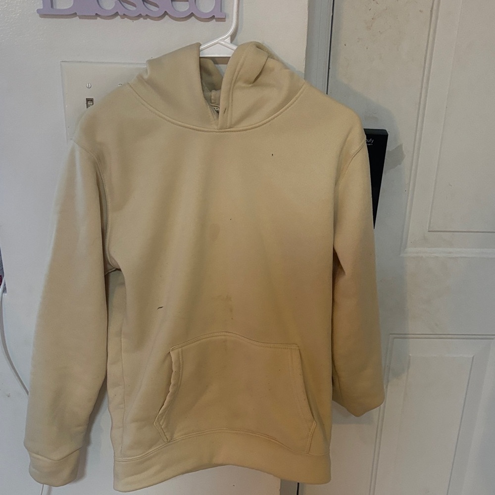 Cream Hoodie with Front Pocket